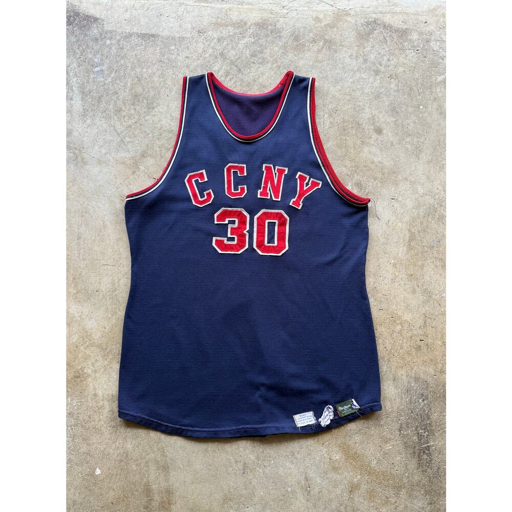VTG 1960s Authentic CCNY #30 Basketball Navy Blue Jersey Size 44 Macgregor Brand